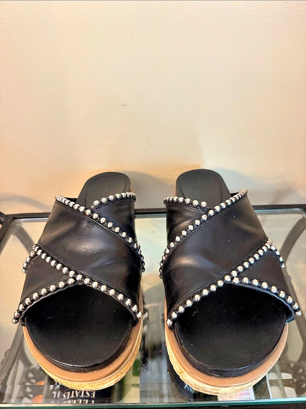 Zara Black Studded Platform Sandals